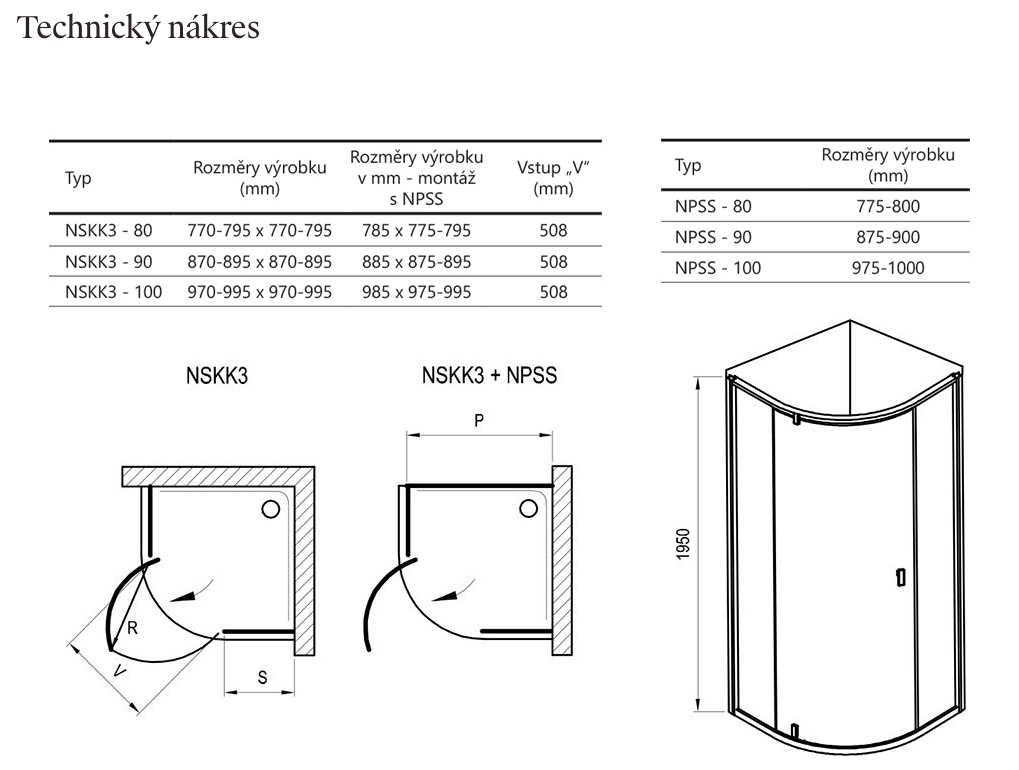 Sprchový kout Nexty NSKK3-technicky-list